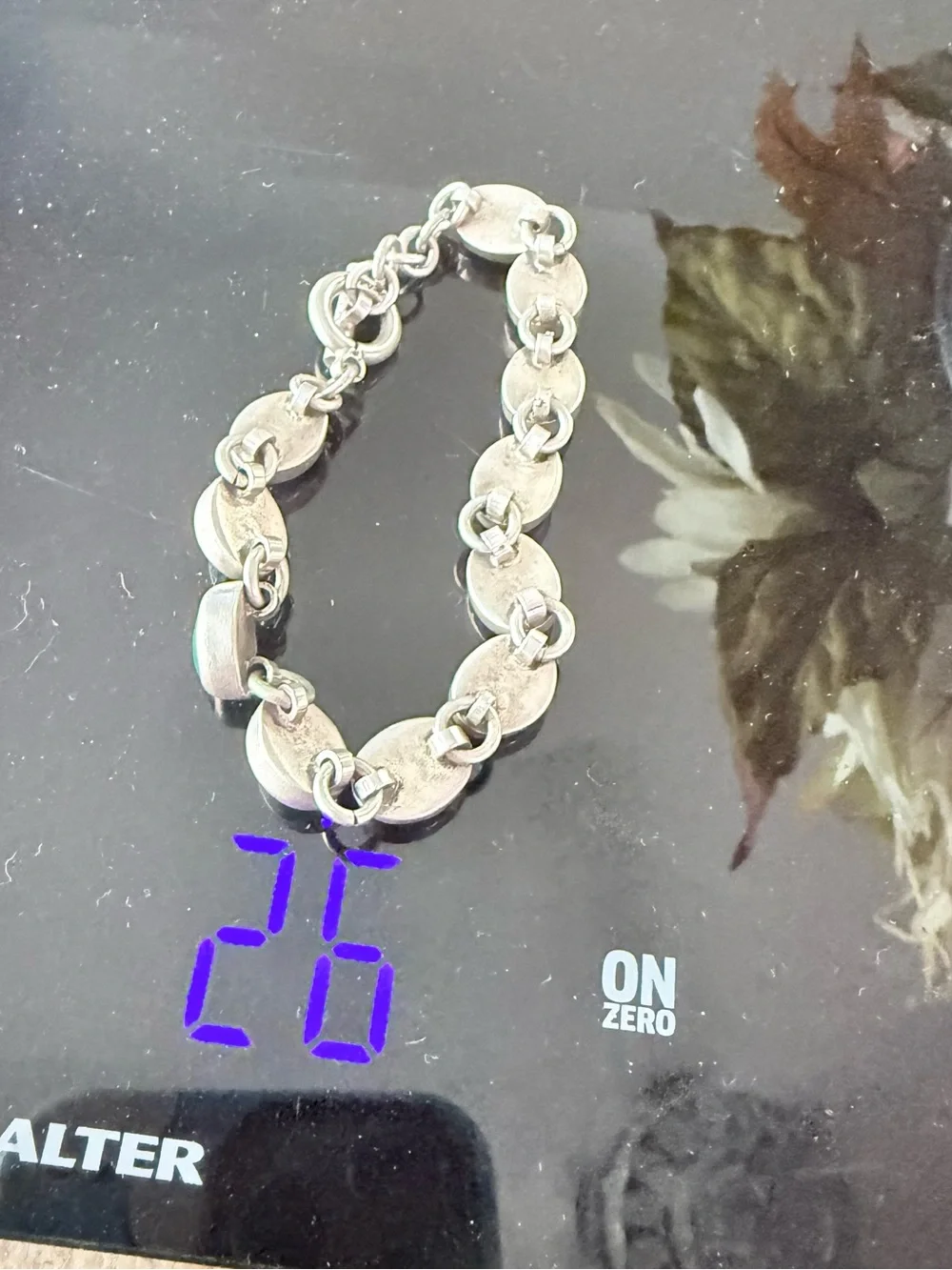 Mexico 925 Sterling Silver Green Malachite Silver Link Bracelet